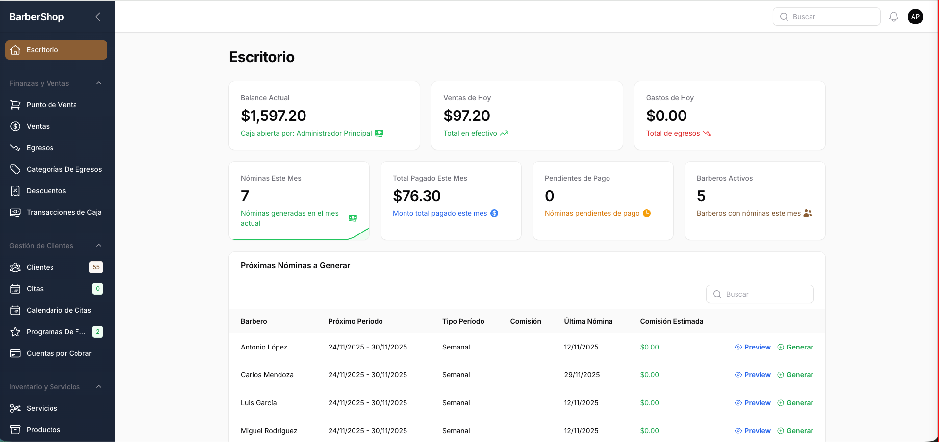 Dashboard Principal